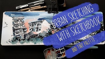 Urban Sketching with my Sketchbook and Tiny Palette/Near my home/Plein Air /How to draw Twig and Ink
