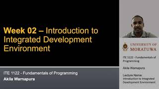 Week 02 - Introduction to Integrated Development Environment