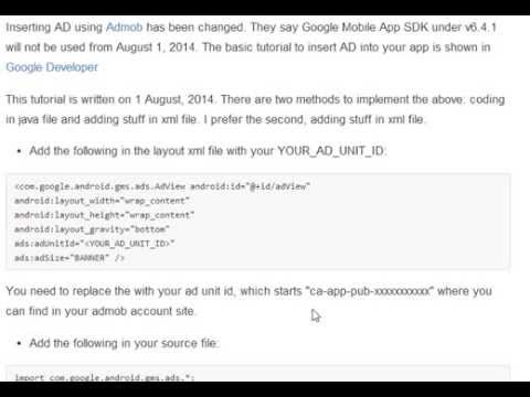 New Version of Admob Tutorial for Android App