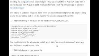 New Version of Admob Tutorial for Android App
