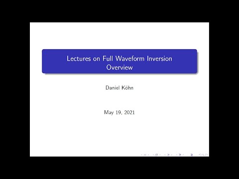 Lectures on FWI 1: overview