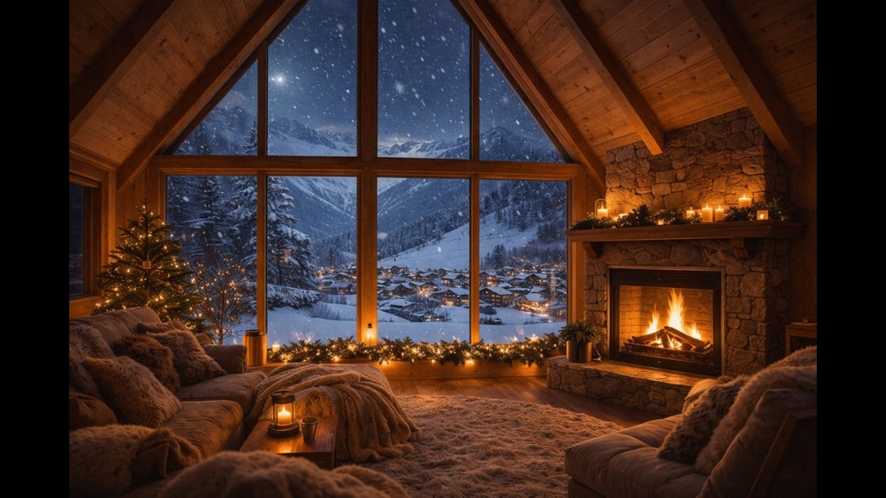 Tranquil Snowstorm Nights: Cozy Fireplace Ambience for Rest and Relaxation