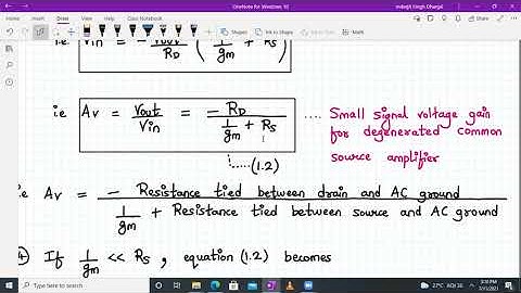 Degenerated Common source discrete amplifier Av, Zin & Zout derivations