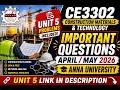 CE3302 Construction Materials and Technology Important Questions Apr May 2026 Anna University