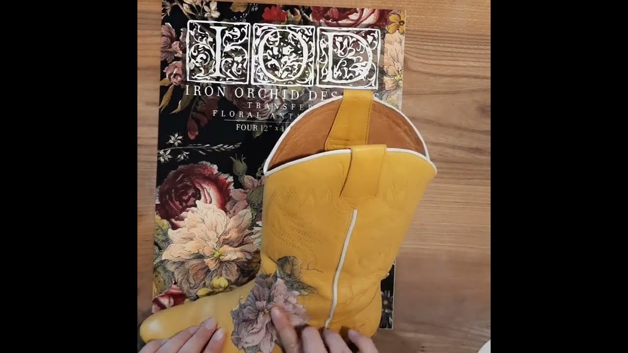Pimp Deine Stiefel Transferfolie Auf Leder Vintage Blumenstiefel IODdecor
