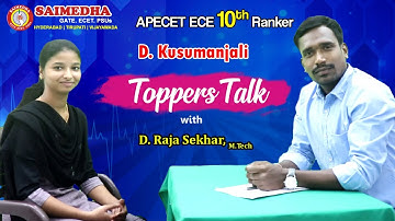 SAIMEDHA AP ECET 2020 ECE 10TH RANKER  KUSUMANJALI  TALK