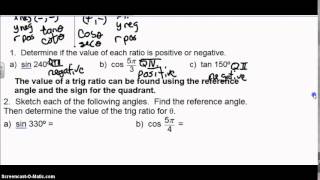 Lesson 1-6 Reference Angles