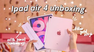 New iPad Air 4 unboxing 2021 with Apple Pencil | Rose gold (pink