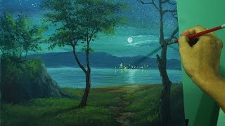 Acrylic Landscape Painting Lesson - Moonlight Over the Sea by JM Lisondra Acrylic Landscape Painting Lesson - Moonlight Over the Sea by JM Lisondra