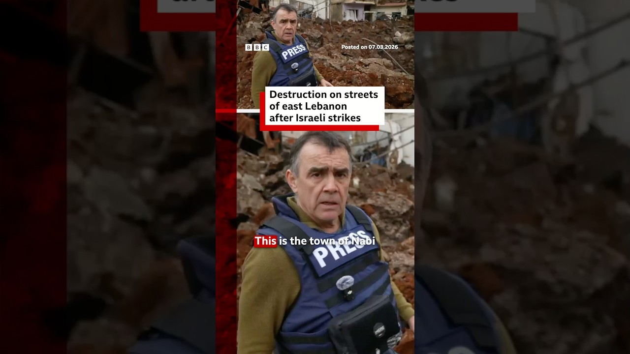 Destruction on streets of east Lebanon after Israeli strikes. #Lebanon #BBCNews