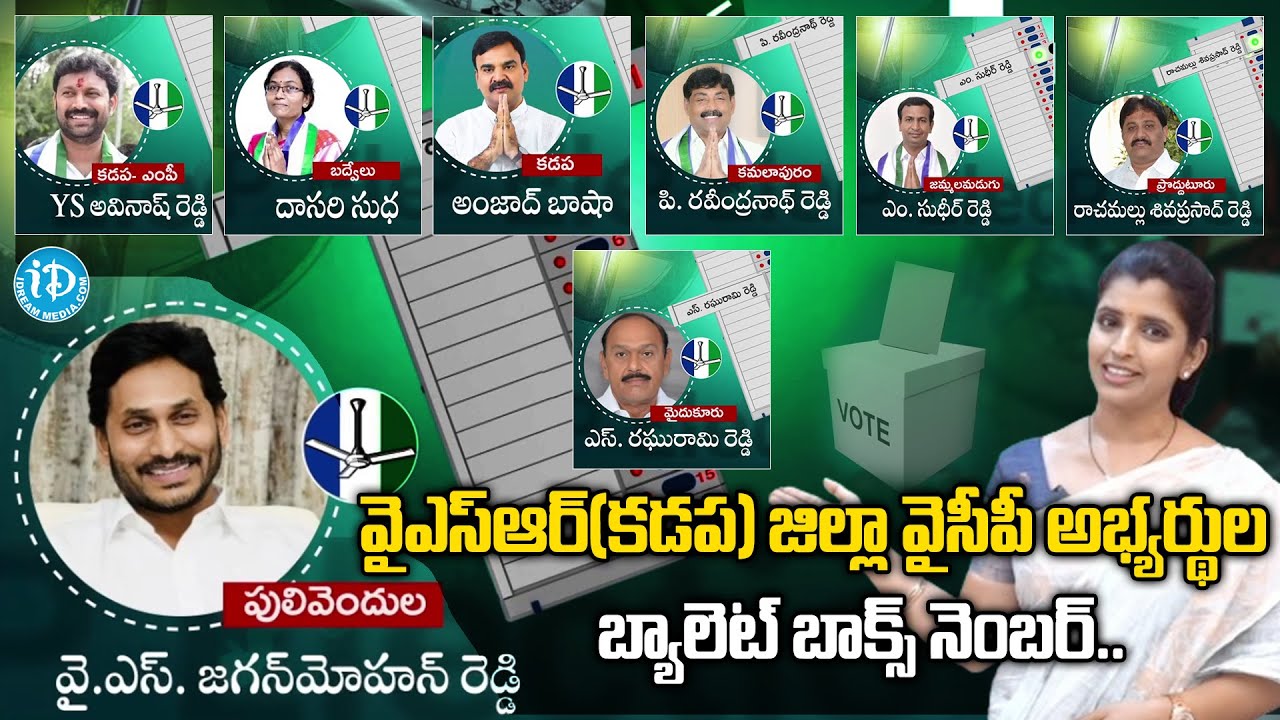 YSR Kadapa Constituency YCP MP, MLA Candidates Ballot Box Numbers | 2024 Elections |iDream Kadapa