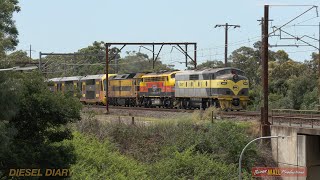 Australian streamliner diesel locomotives GM27 & B75 - Sydney Trains transfer - February 2024