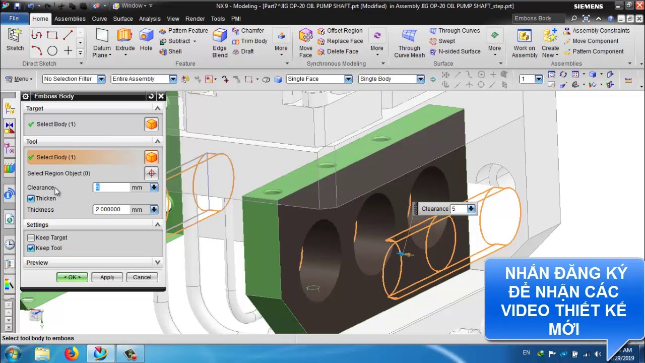Hướng dẫn chi tiết sử dụng lệnh "Emboss Body" trong NX YouTube