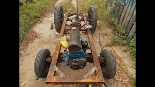 Homemade tractor.The process of Assembly.Finished up the frame and reinforced. #34.