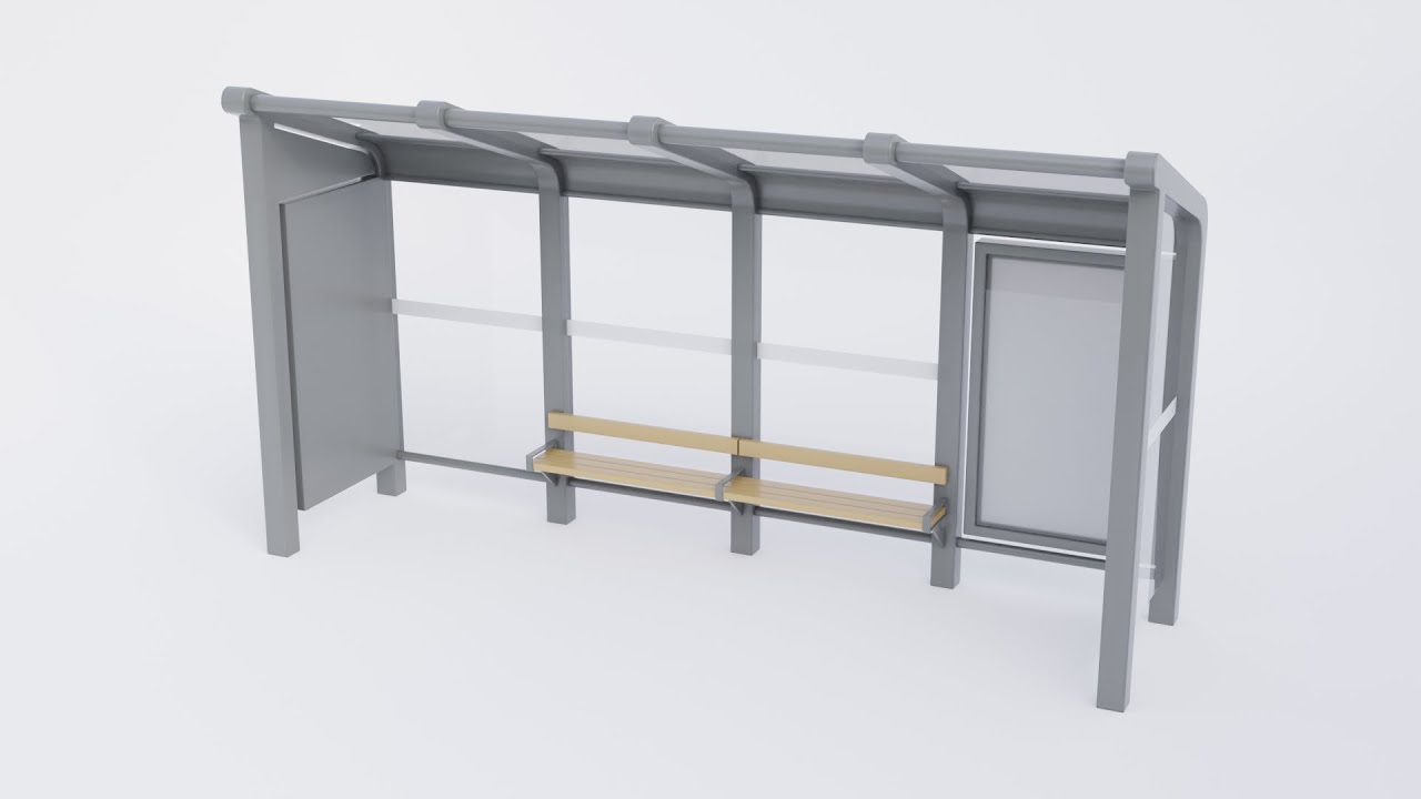 Bus Stop Shelter 3 3D Model - YouTube