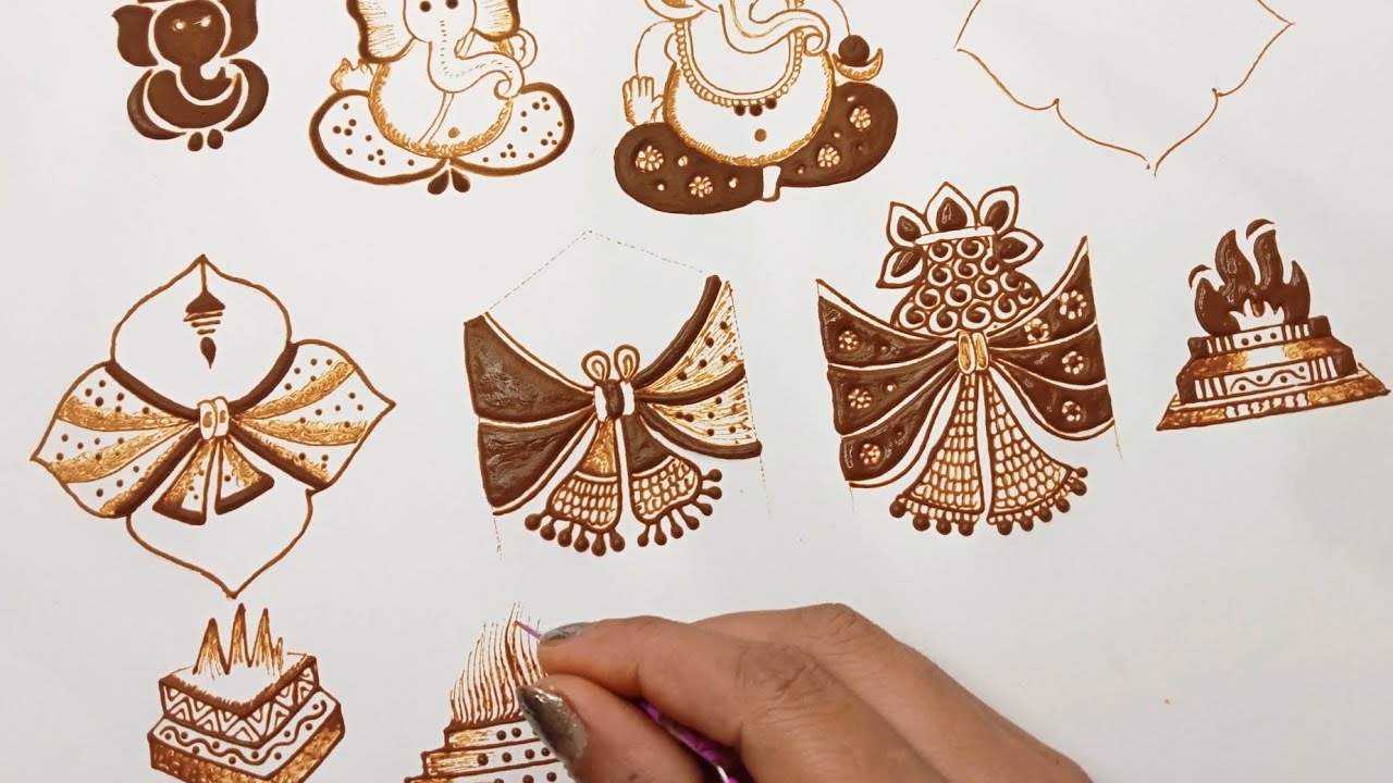 Basic mehndi||ganesh, gathbandhan and hawan kund mehndi design for Beginners❤️ Class Day_39#henna