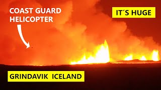Huge Lava Fountains close to the town of Grindavik and Blue Lagoon - Iceland Volcano Eruption