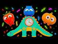 Frutas Divertidas Sensorial | Frutas Bailarinas 🍓 Hickory Dickory Dock y el Reloj Dinosaurio 🦖