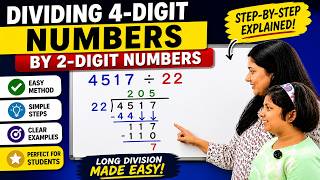 Dividing 4 Digit Numbers by 2 Digit Numbers (Step-by-Step Guide) | 4-Digit by 2-Digit Division