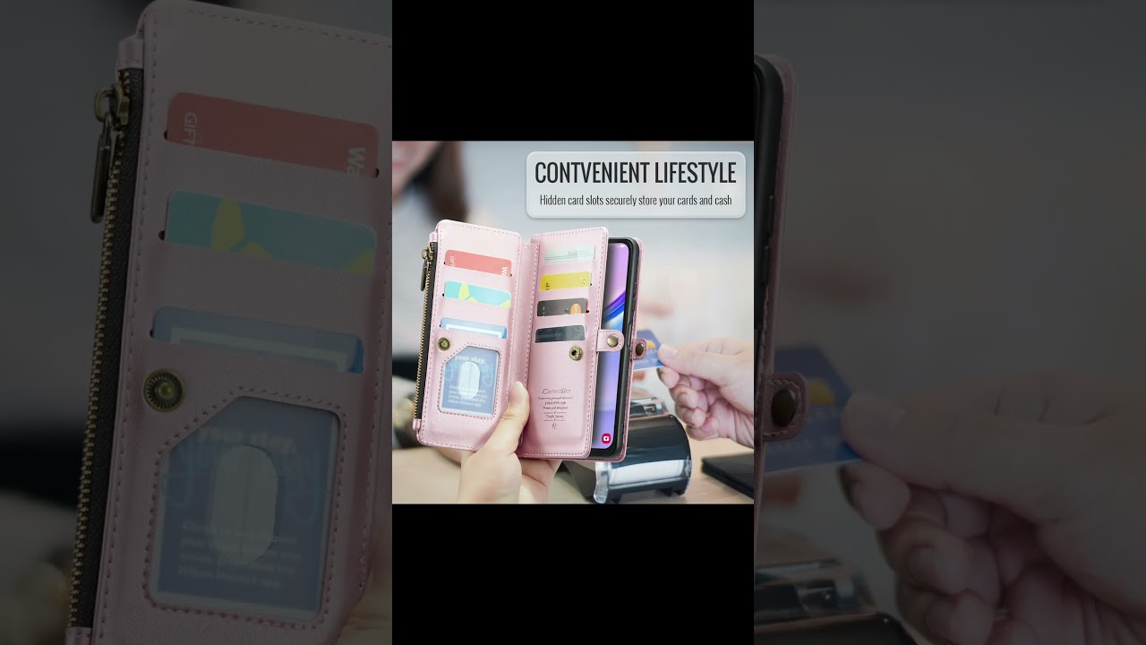 CaseMe-Case.com Samsung Galaxy A15 Zipper Wallet RFID Blocking Crossbody Case 10 card slots