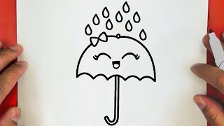 كيف ترسم مظلة كيوت وسهلة خطوة بخطوة / رسم سهل / تعليم الرسم للمبتدئين || Cute Umbrella Drawing