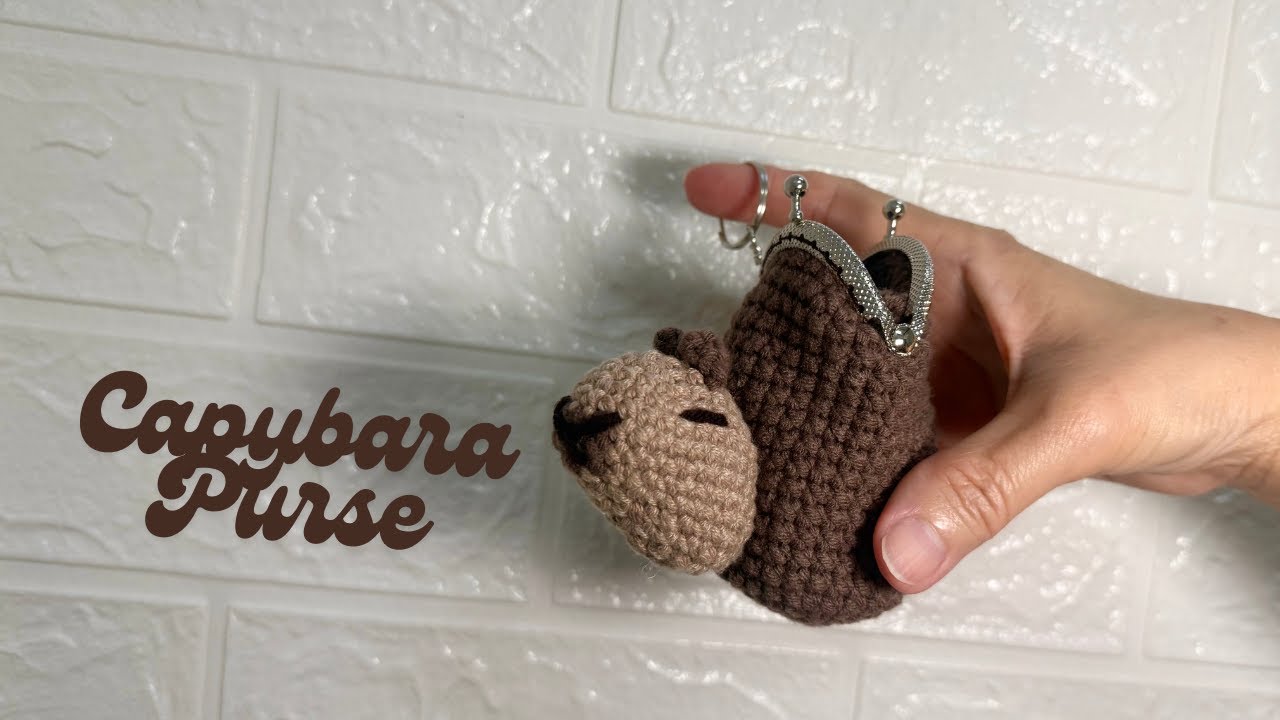 Auntie Nat’s Crochet - Small Kiss-Lock Purse, With Adorable 3D Capybara (Part 2/2)