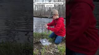 Cayden teaches us how to change a lure. 7 years old and all he wants to do is fish!!