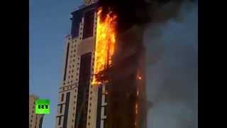 Russian-5-Star-Hotel-On-Fire--Grozny-Luxury-Skyscraper-Completely-Engulfed-By-Flame