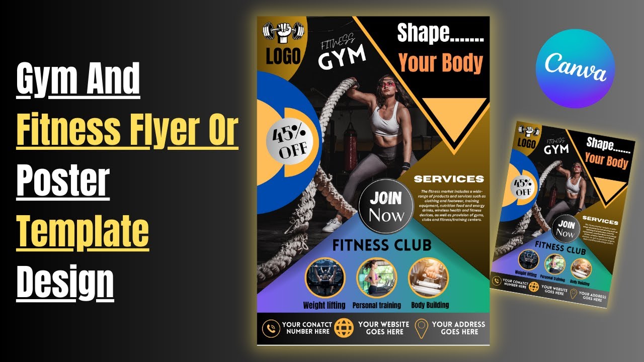 How to design a gym and fitness flyer or poster in canva canva
