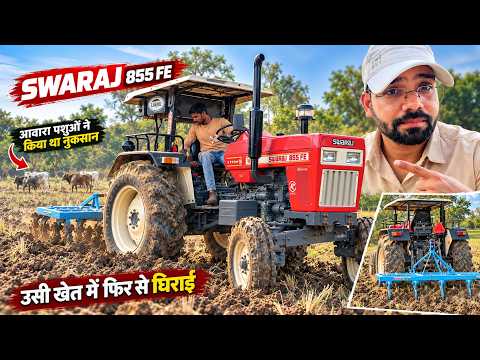 Ploughing the field with Swaraj 855 FE 2WD Old Model using Balram Plough | 4x4 tractors are in a ...