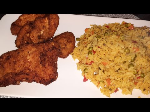 recette-d'escalope-de-poulet-avec-du-riz-وصفة-الدجاج-سكالوب-مع-الأرز