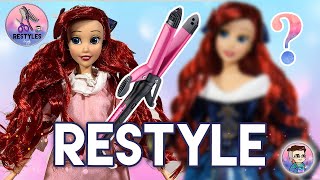 Doll Hair Restyle #32 - Disney Holiday Ariel | How To Curl Doll Hair with Curling Iron Tutorial