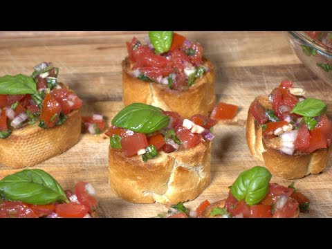 Original italienische Bruschetta mit Tomate & Basilikum | einfache italienische Rezepte #rezept