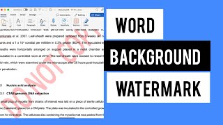 How To Add Watermark To Microsoft Word How To Add Background Logo To Word How To Remove Watermark