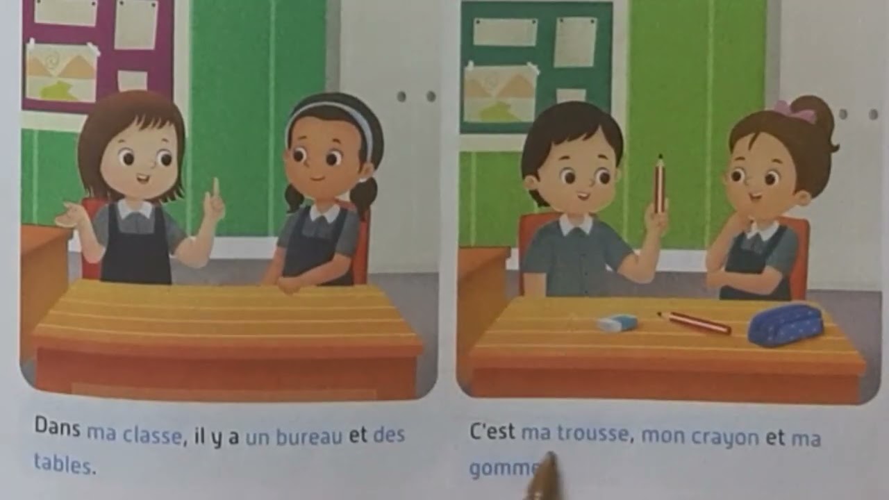 Français 3ème année primaire, qu'est ce qu'il y a dans ta classe ?