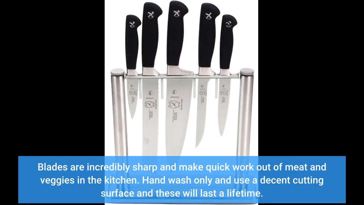 Mercer Cutlery M23500 Knife Block Set Forged 6 Piece Glass