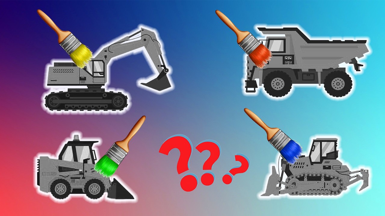Guess the Vehicle Colors 🎨🚜 Excavator, Dump Truck, Wheel Loader & Bulldozer Get Painted 🏆| Challenge