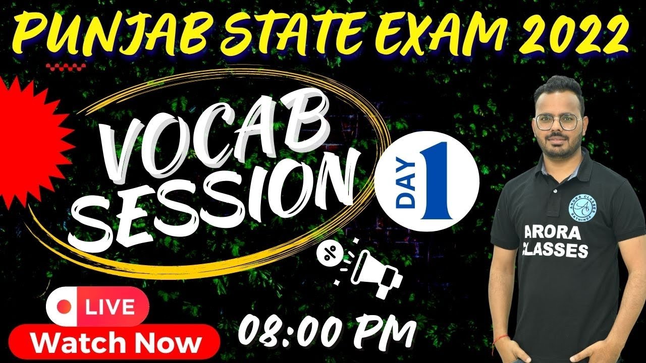 ENGLISH | PUNJAB STATE EXAM 2022 | VOCAB SESSION | LIVE 08:00 PM | WEDNESDAY | PUNJAB STATE EXAM