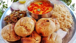 राजस्थानी डाल बाटी चूरमा | Rajasthani Dal Baati Churma Recipe | Dal Baati Churma Recipe | Tipore
