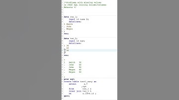 Problems with missing values in PROC SQL Joining column/columns #shorts