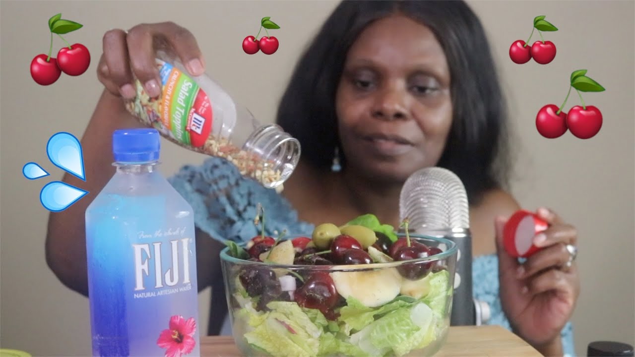 CHERRY SALAD ASMR EATING SOUNDS