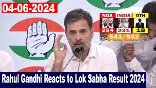 Congress LIVE: Rahul Gandhi Reacts to Lok Sabha Result 2024 | NDA vs INDIA | INC