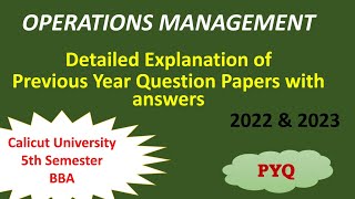 Previous Year Question Papers | Calicut University | 5th Semester | BBA | Operations Management