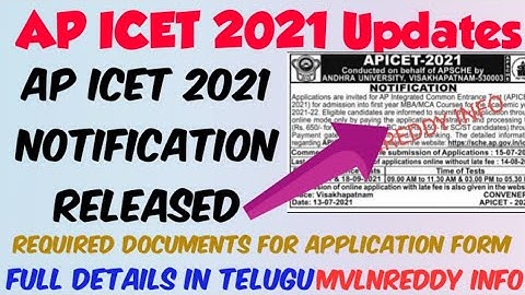 AP ICET 2021 Official Notification Released//Exam Dates//Documents required for AP ICET Application