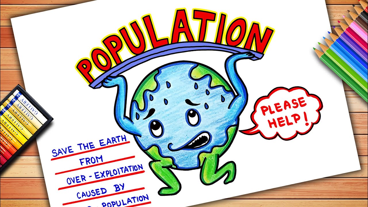 World Population Day Easy Drawing | World Population Day Poster | World ...