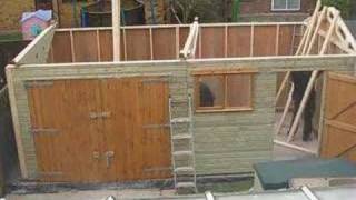 Warwick Buildings Team erecting a Timber Garage on site.