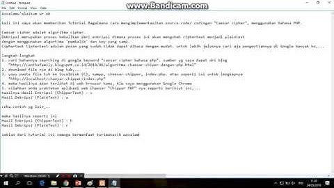 Tutorial Bahasa Caesar Chiper menggunakan bahasa PHP