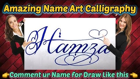 Hamza Name Signature Calligraphy Status | How to Draw, Cursive Calligraphy with Cut Marker