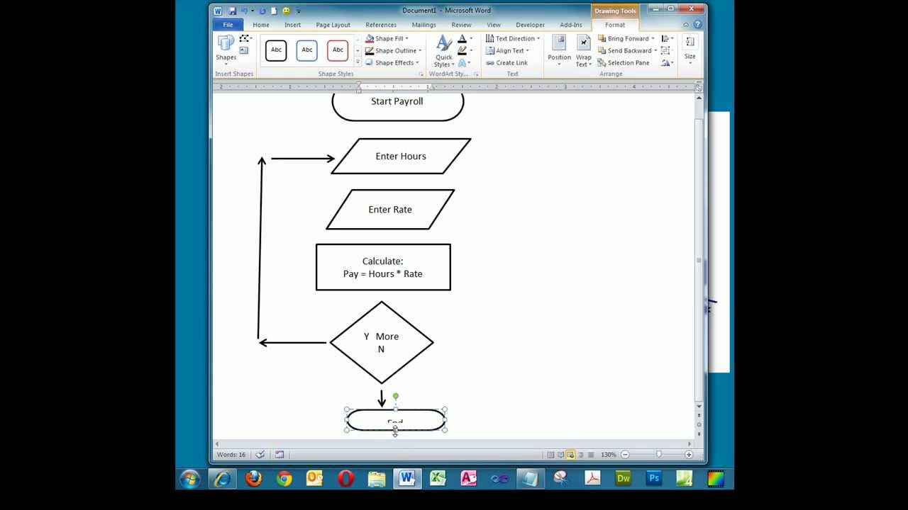 โฟลชาร์ต  Update 2022  Creating a Simple Flowchart in Microsoft Word.