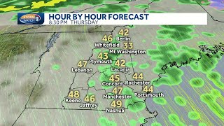 Warm front triggering clouds, isolated showers Thursday